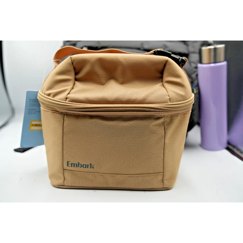 One Story Black Puffer Backpack Bundle -Tan Embark Lunchbox and 25+ School Items